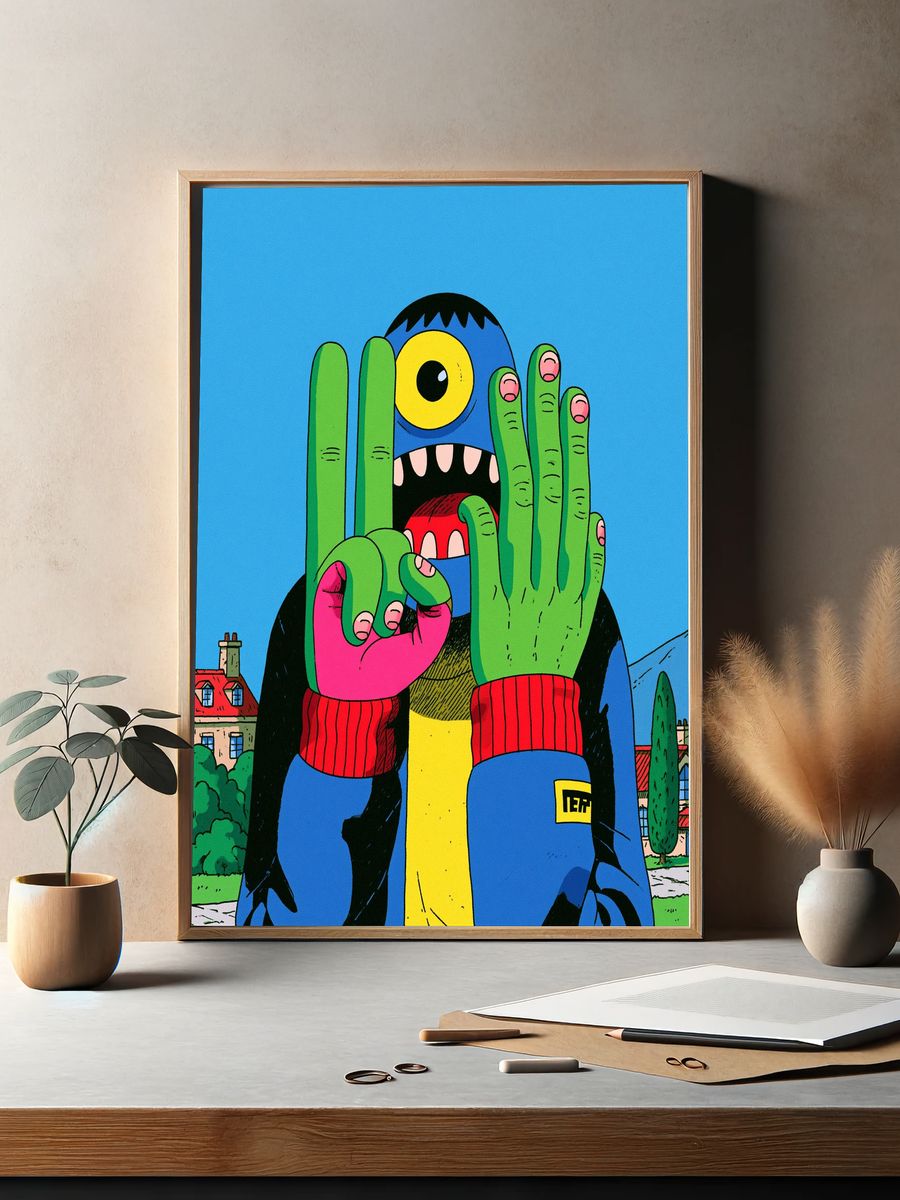 Surreal Monster Illustration Poster. — room view 2