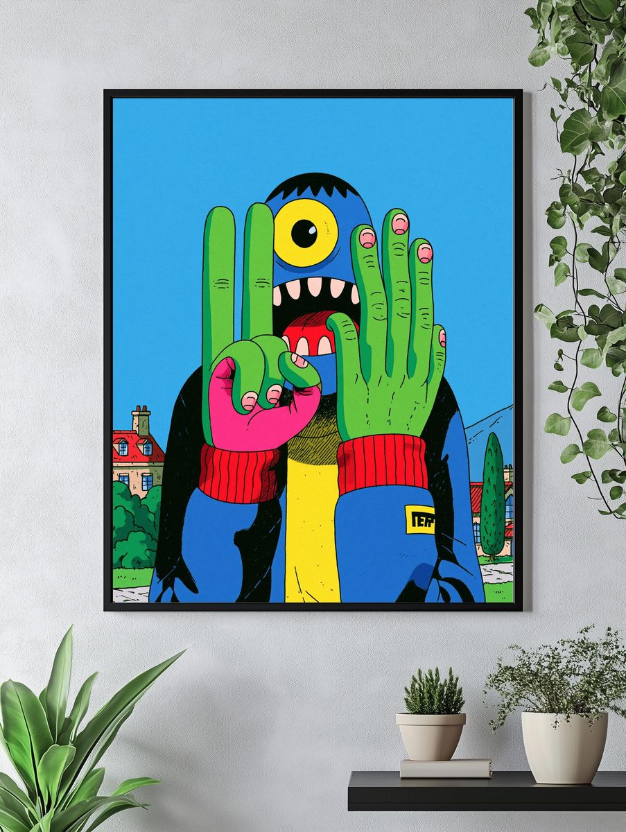 Surreal Monster Illustration Poster. — room view 4