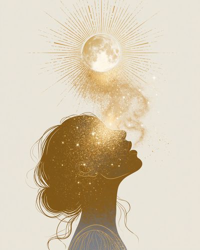 Moonlit Woman Silhouette Illustration Poster.