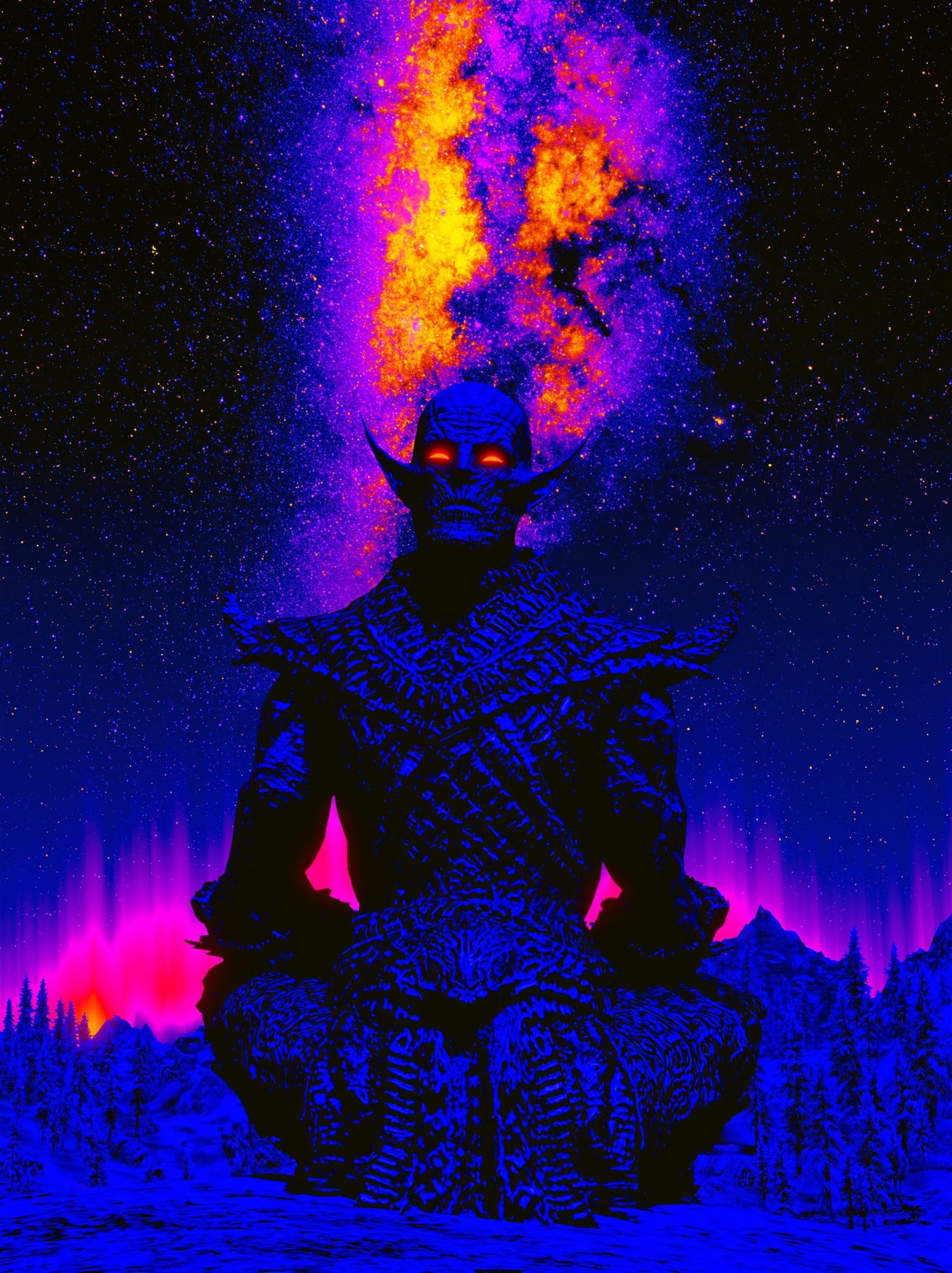 Cosmic Demon Figure Illustration Poster. poster detail