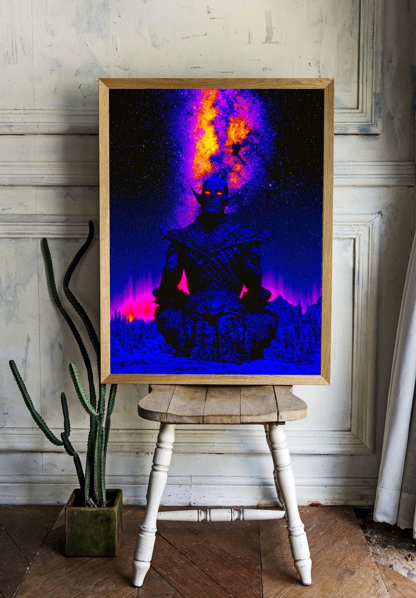 Cosmic Demon Figure Illustration Poster. room preview