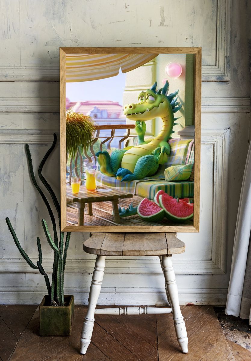 Whimsical Dragon Balcony Poster. — room view 1