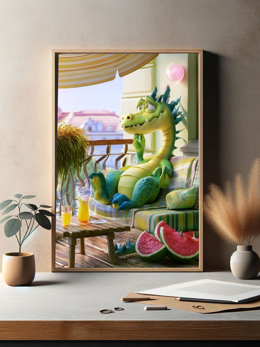 Whimsical Dragon Balcony Poster. — room view 2