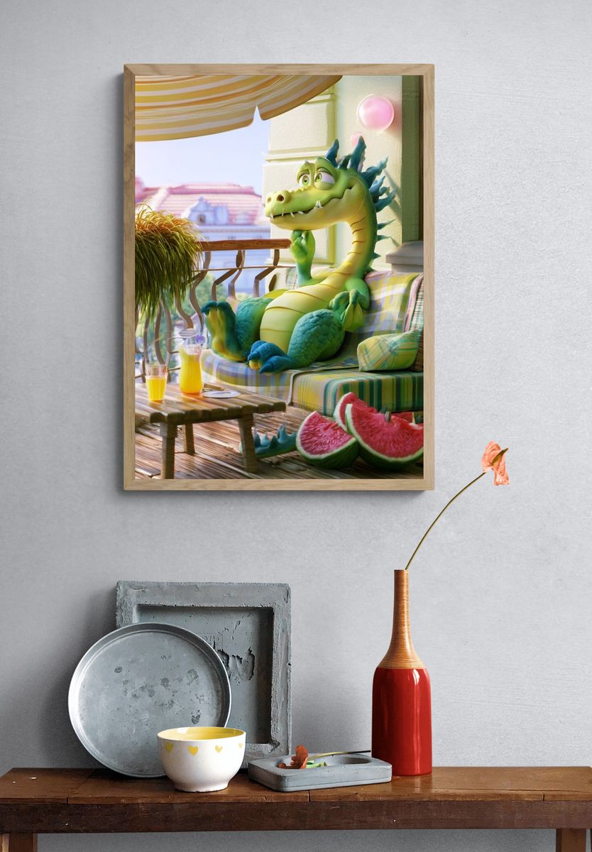 Whimsical Dragon Balcony Poster. — room view 3