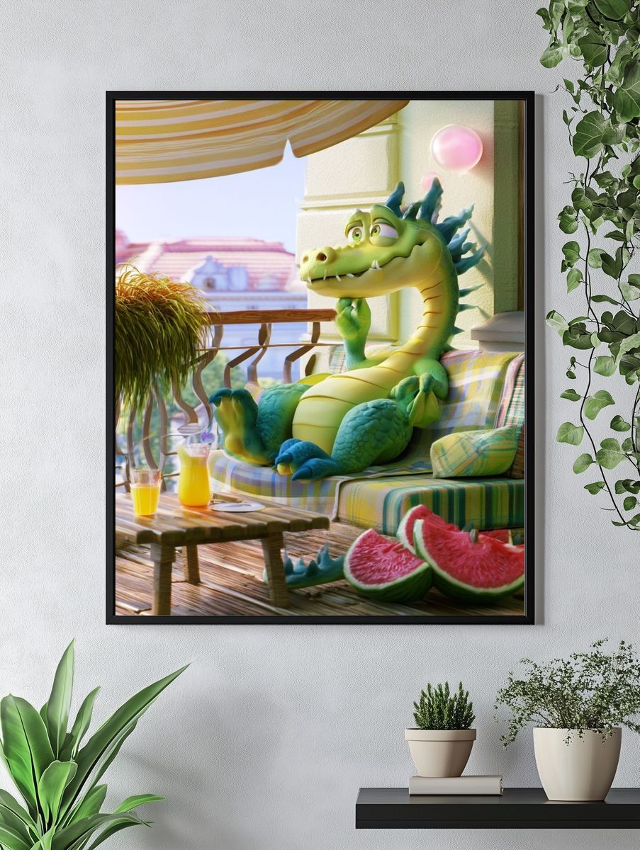 Whimsical Dragon Balcony Poster. — room view 4