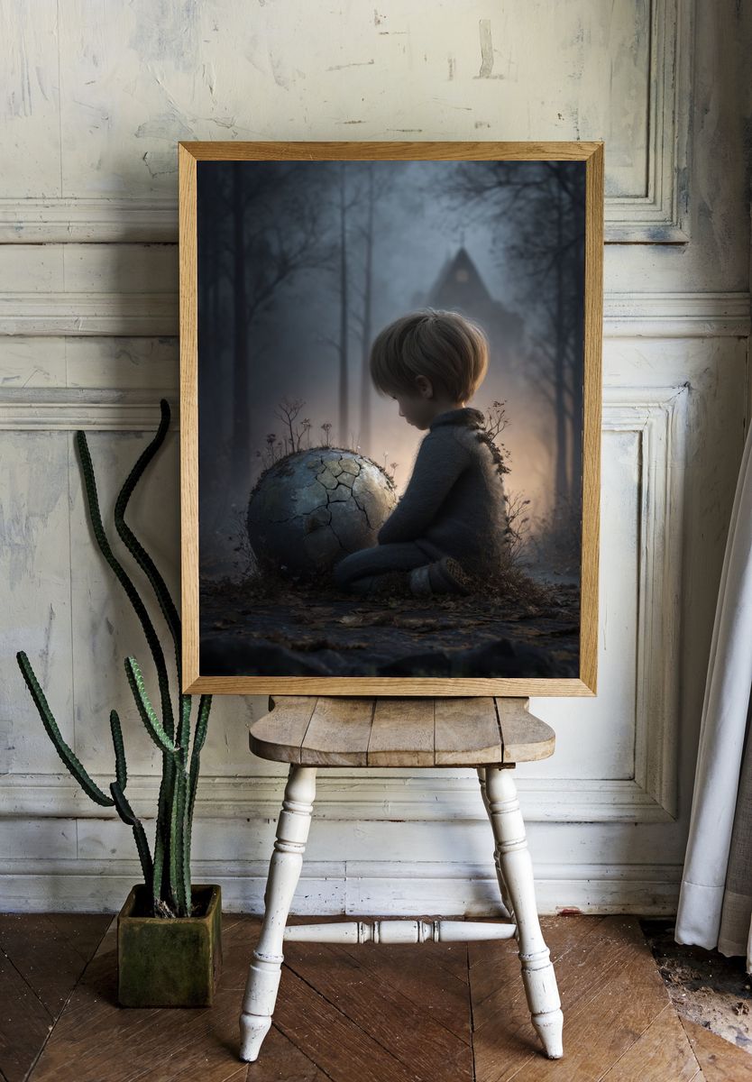 Misty Child and Cracked Orb Print. room preview