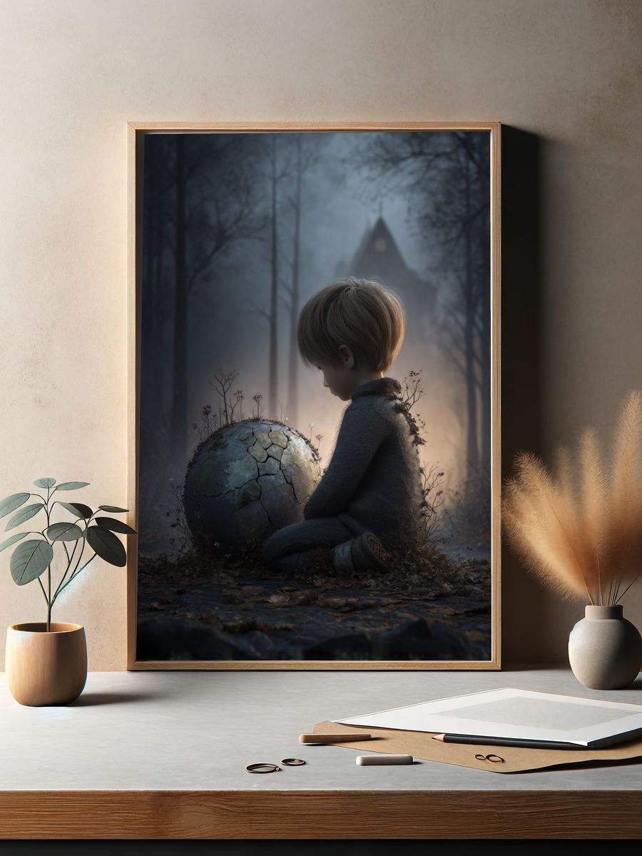Misty Child and Cracked Orb Print. — room view 2