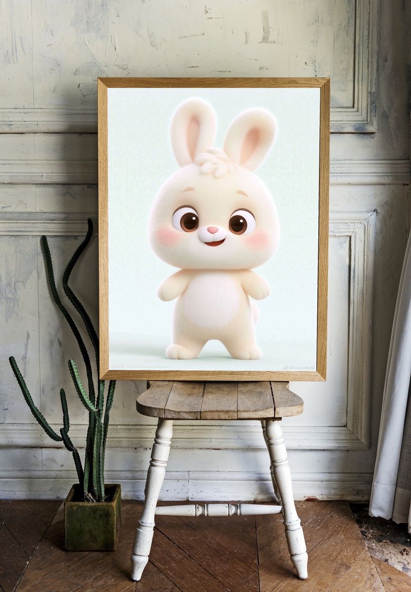 Cute Bunny Illustration Poster. room preview