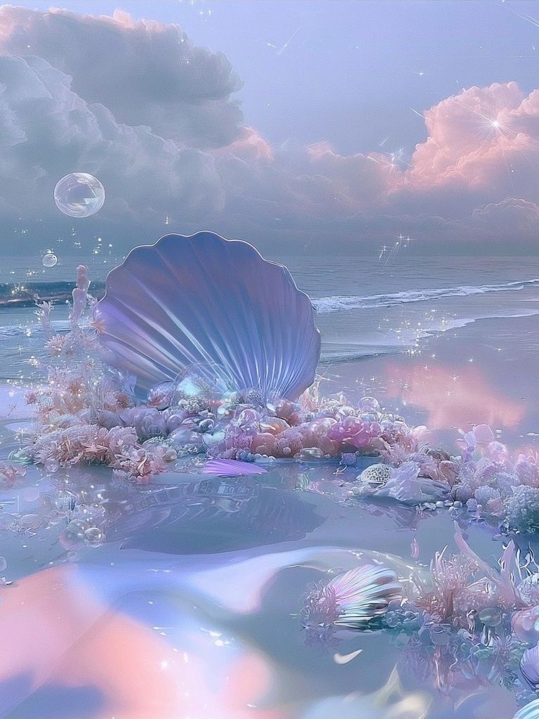 Dreamy Seashell Shoreline Poster. poster detail