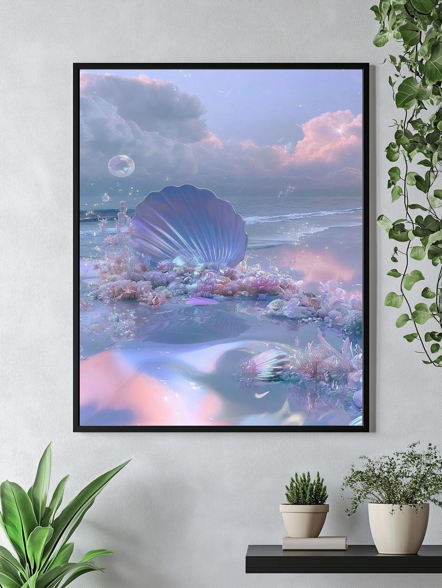 Dreamy Seashell Shoreline Poster. — room view 4
