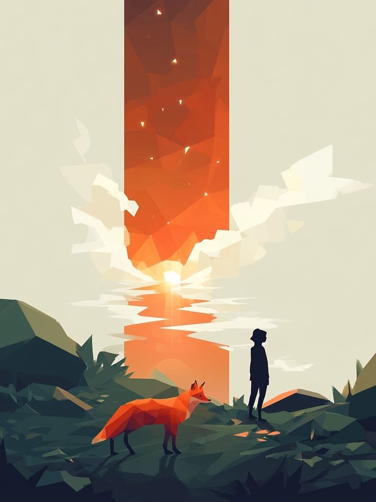 Fox at Sunset Illustration Poster. poster — illustration art