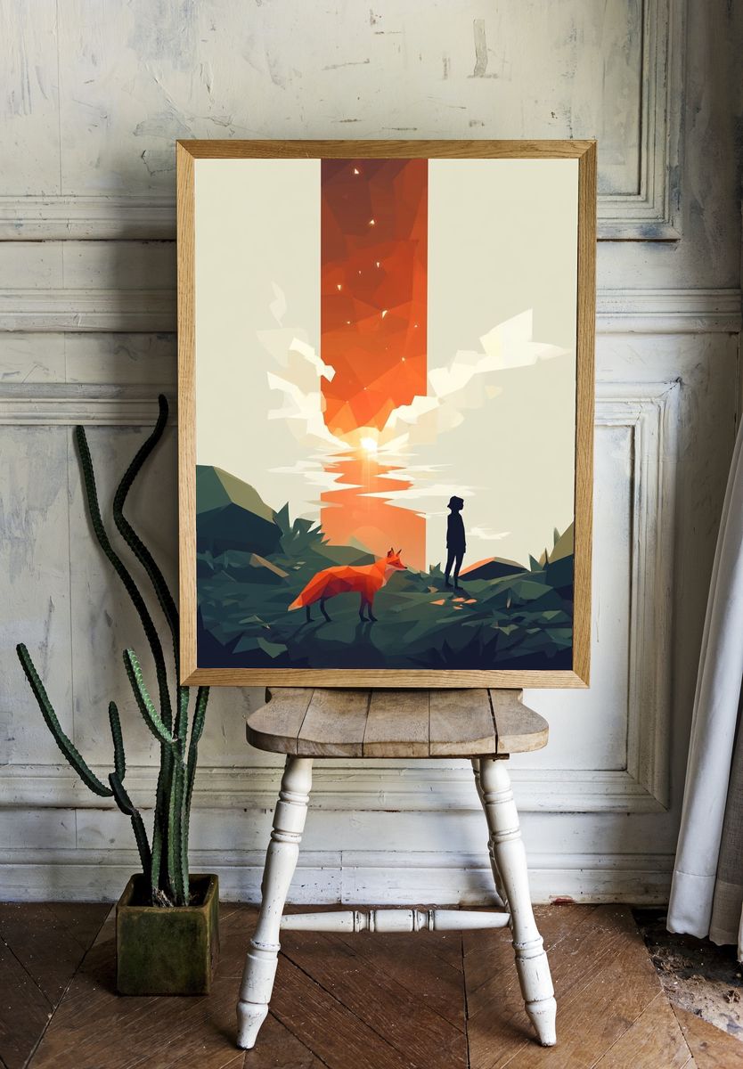 Fox at Sunset Illustration Poster. — room view 1