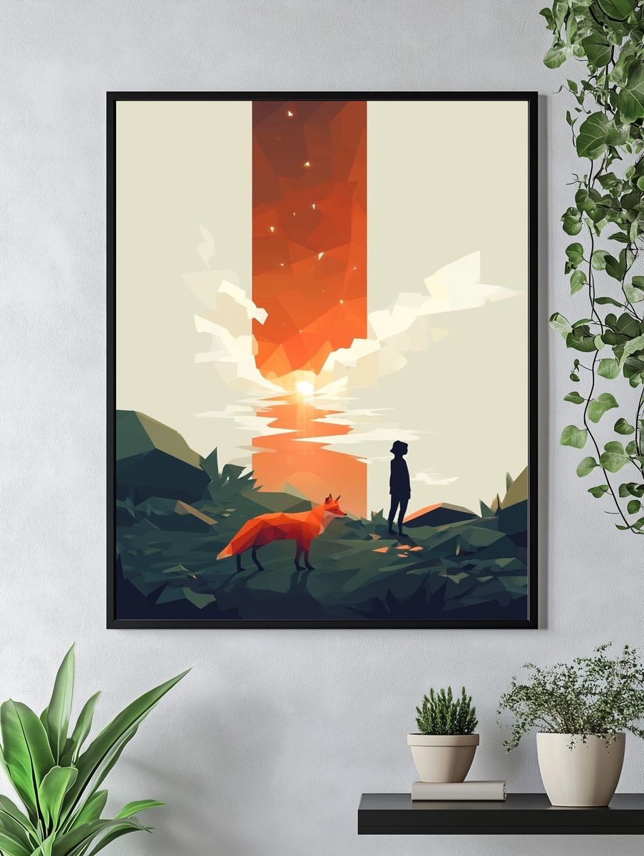 Fox at Sunset Illustration Poster. — room view 4
