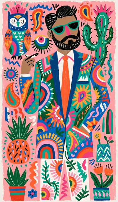 Colorful Dapper Man Illustration Poster. poster