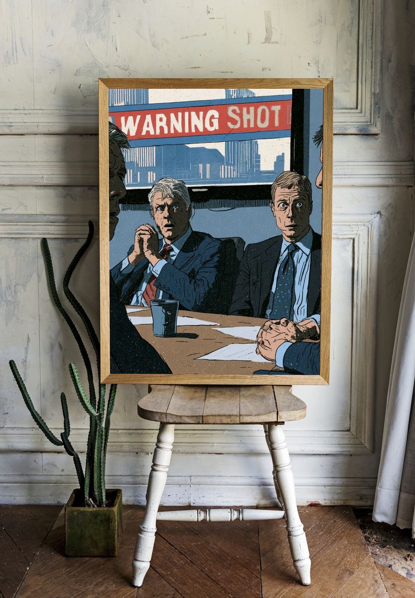 Warning Shot Meeting Illustration Poster. room preview