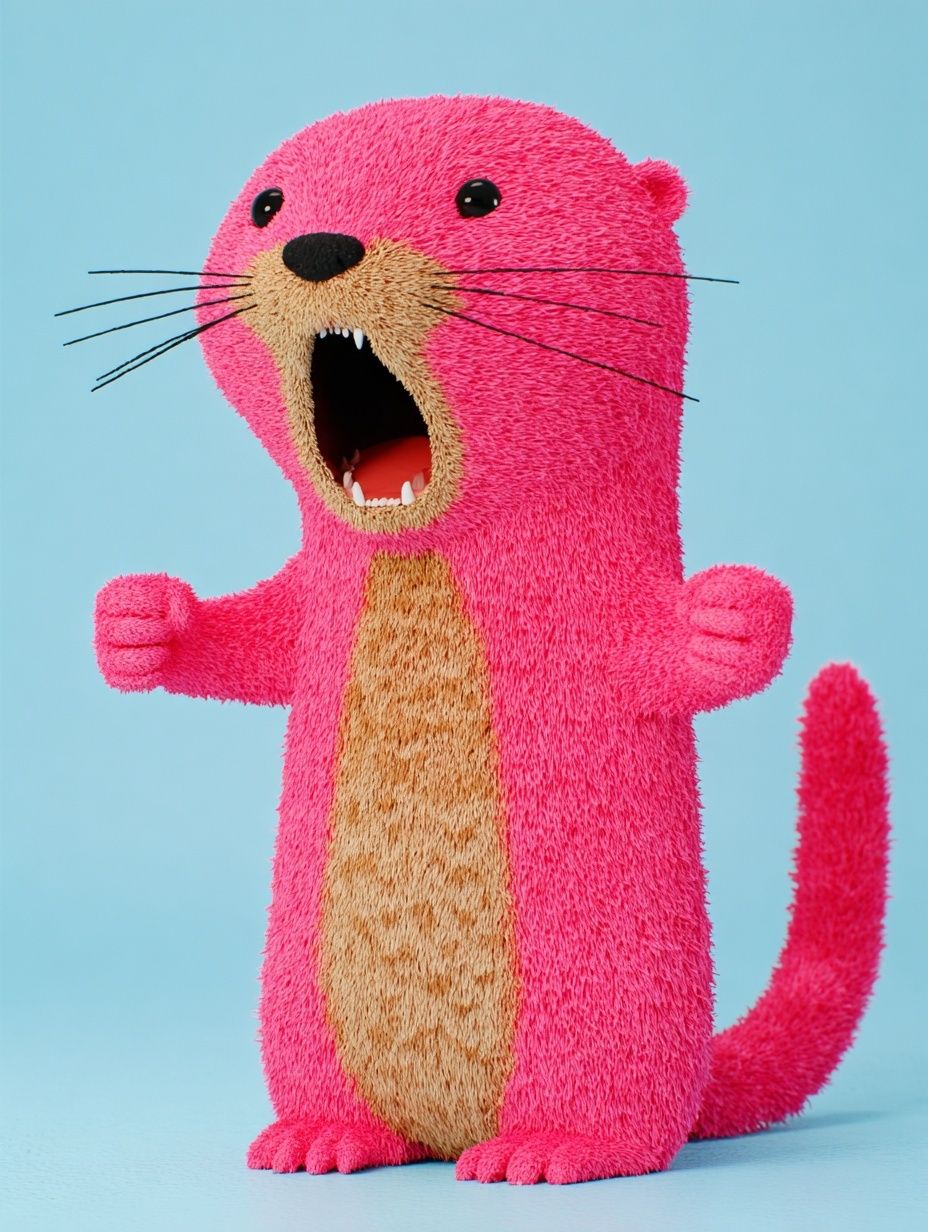 Pink Otter Cartoon Poster. poster — illustration art