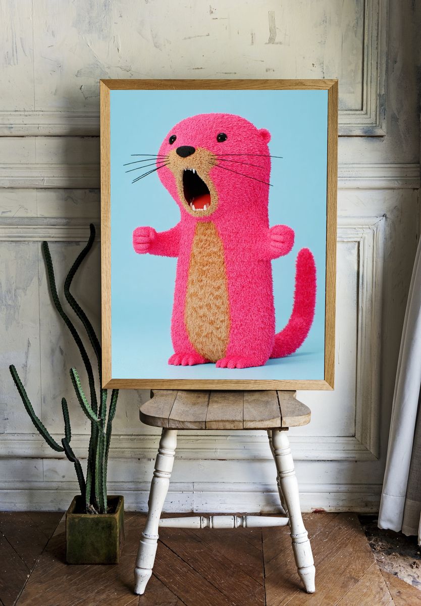 Pink Otter Cartoon Poster. room preview