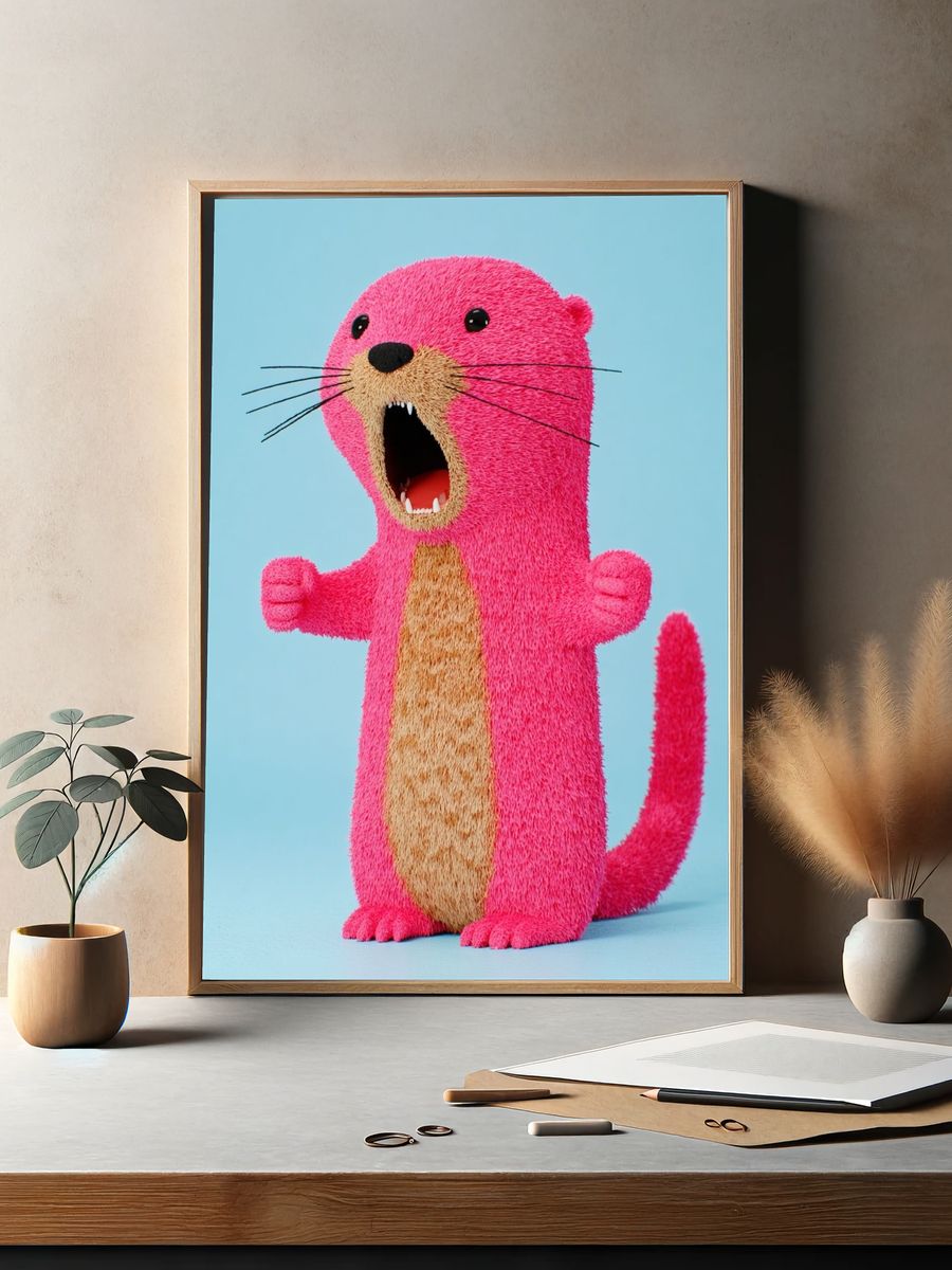 Pink Otter Cartoon Poster. — room view 2