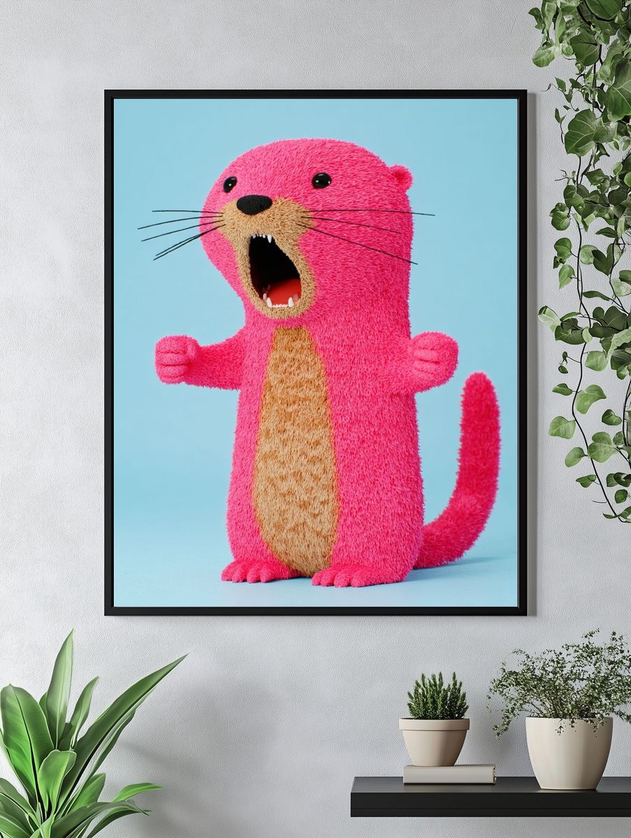 Pink Otter Cartoon Poster. — room view 4