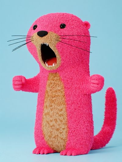 Pink Otter Cartoon Poster.