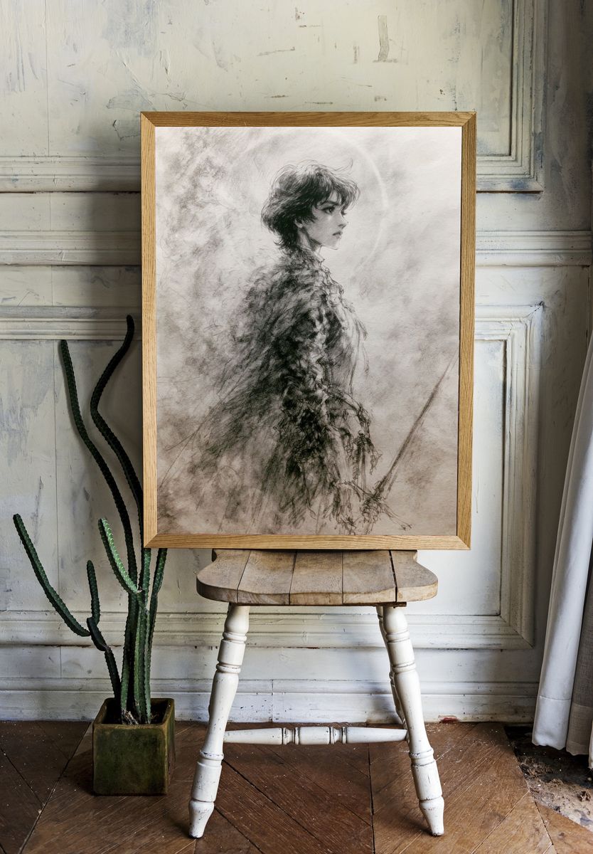 Mystic Woman Ink Illustration Poster. room preview