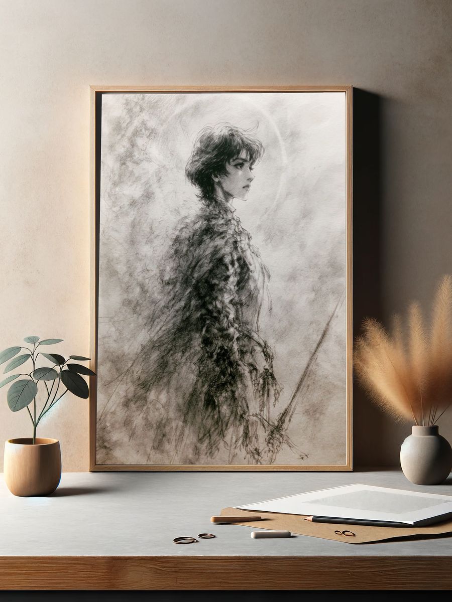 Mystic Woman Ink Illustration Poster. — room view 2