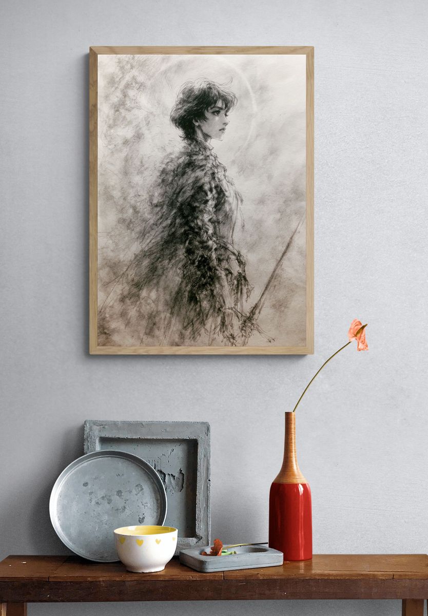 Mystic Woman Ink Illustration Poster. — room view 3