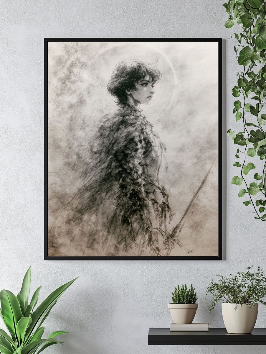 Mystic Woman Ink Illustration Poster. — room view 4