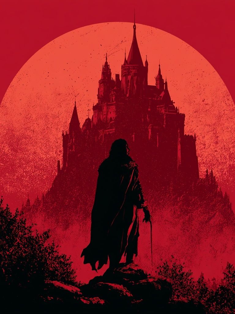 Gothic Castle Silhouette Print. poster — illustration art