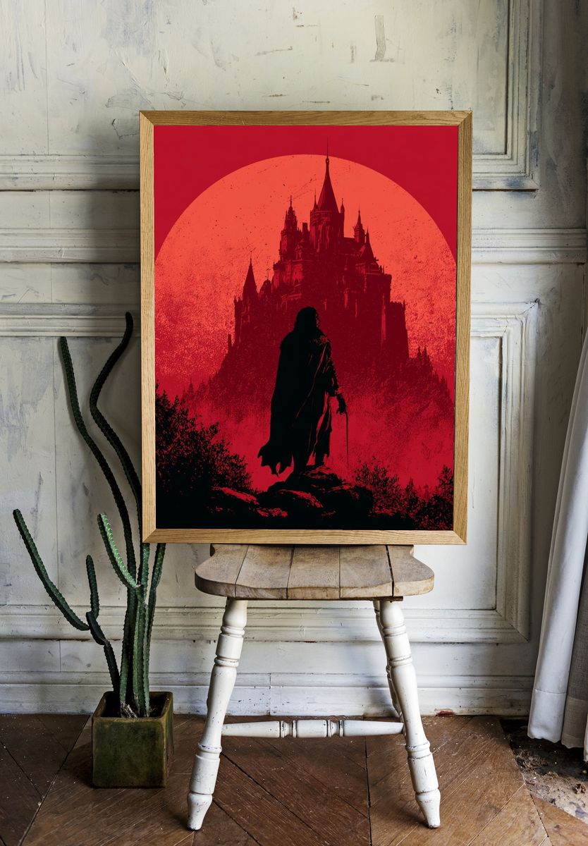 Gothic Castle Silhouette Print. — room view 1