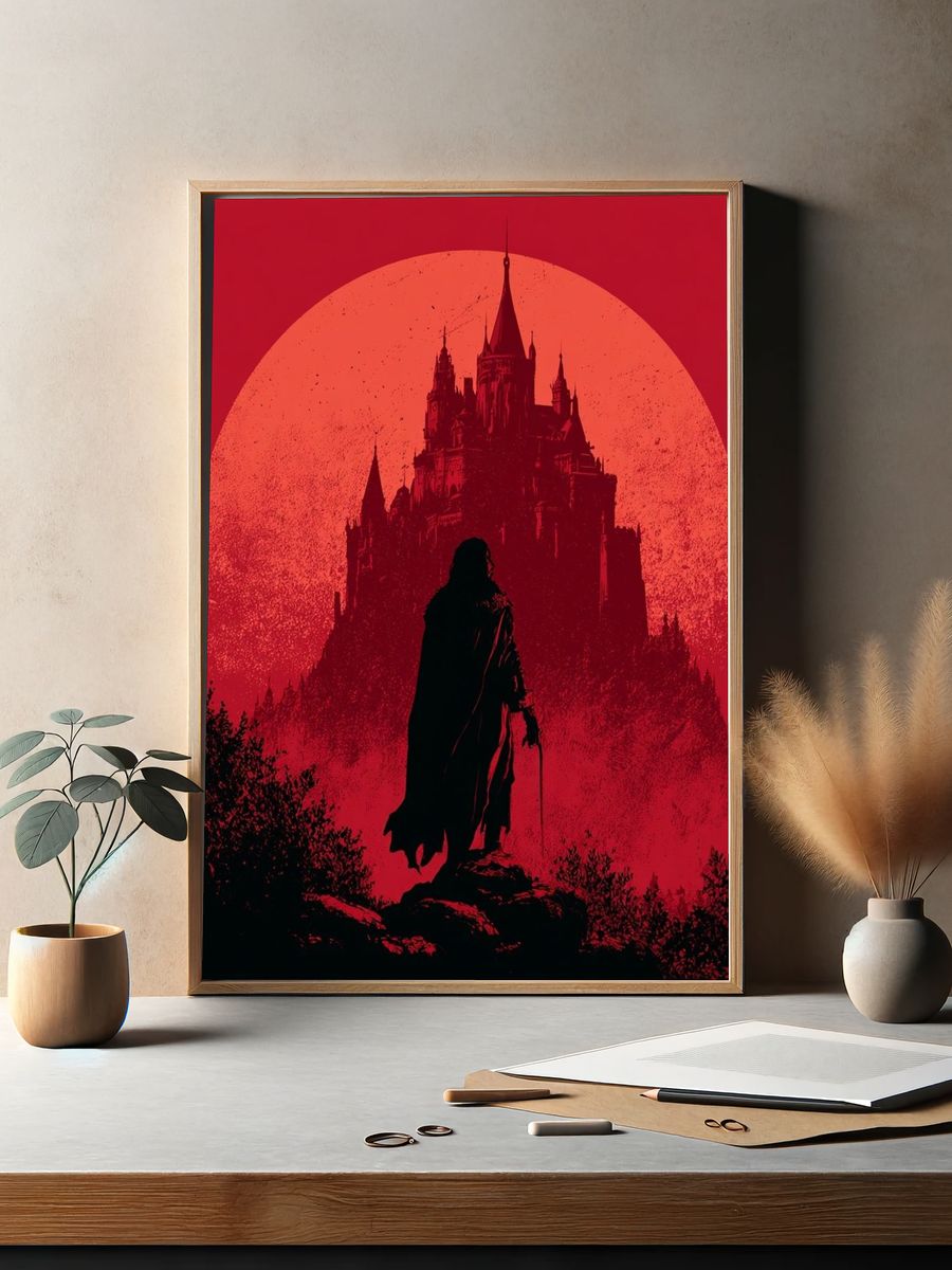 Gothic Castle Silhouette Print. — room view 2