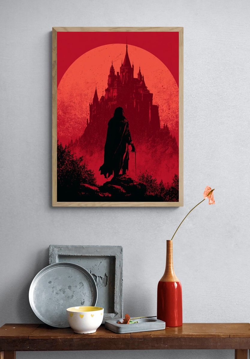 Gothic Castle Silhouette Print. — room view 3