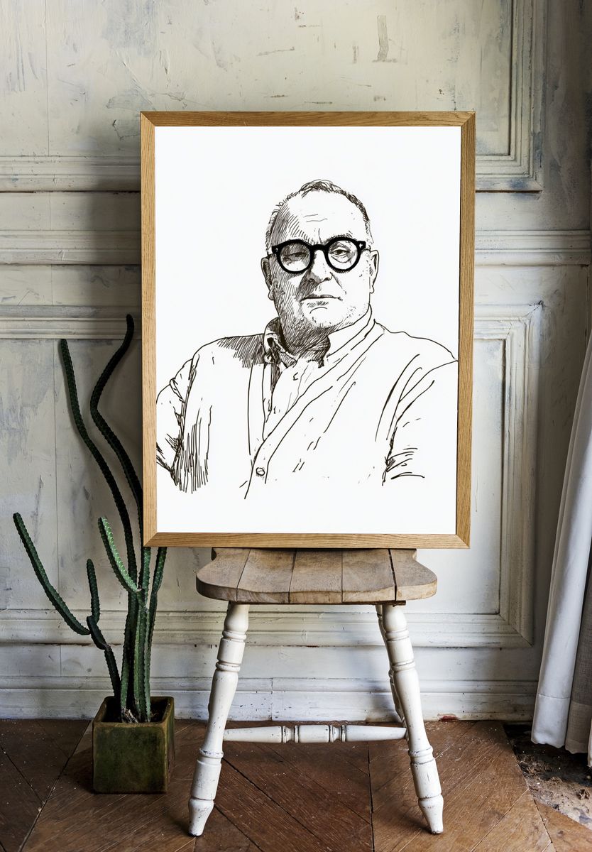 Man Portrait Line Art Poster. room preview