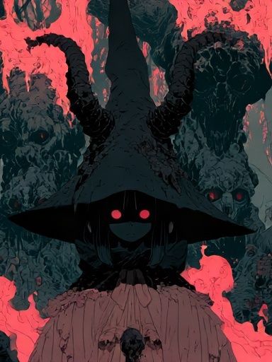 Dark Fantasy Horned Figure Poster. poster — illustration art