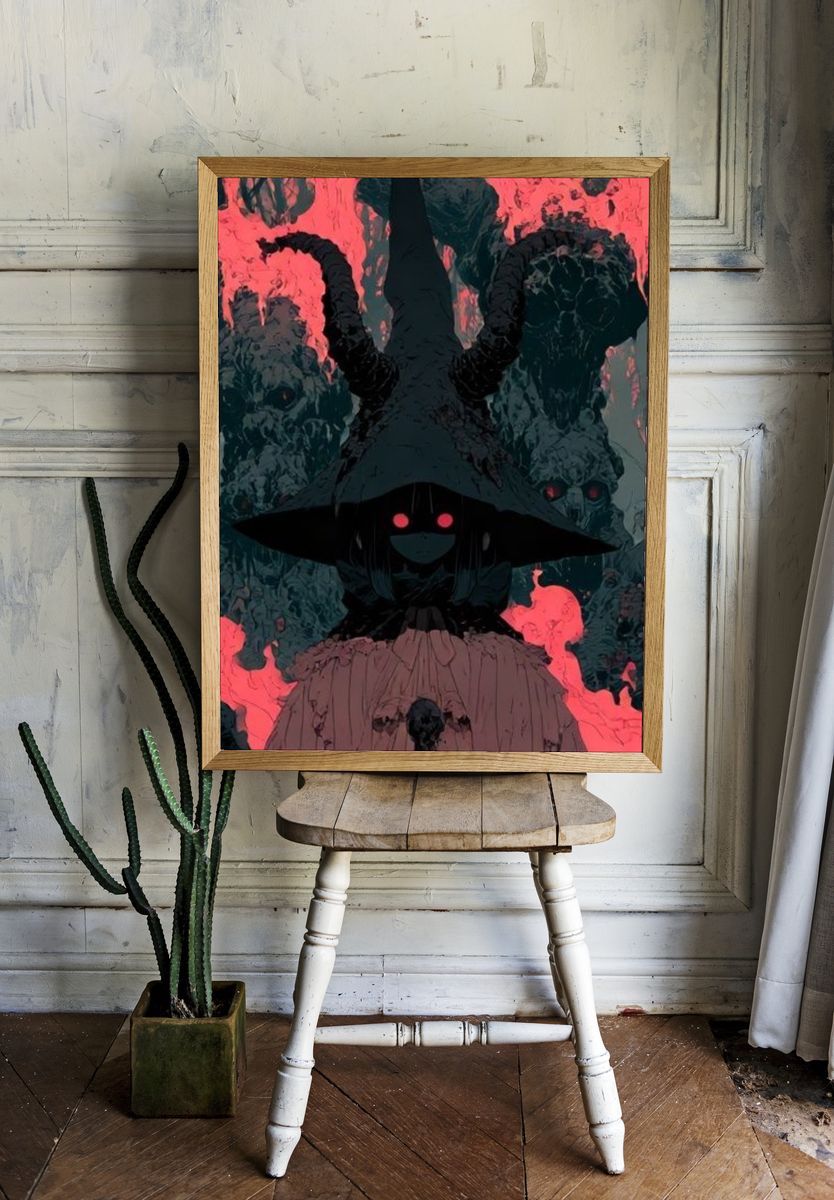 Dark Fantasy Horned Figure Poster. room preview