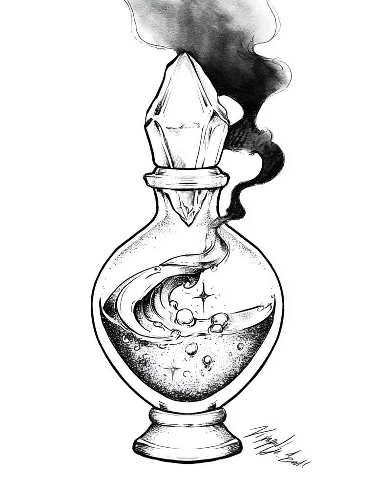 Mystic Potion Bottle Illustration Poster. poster detail