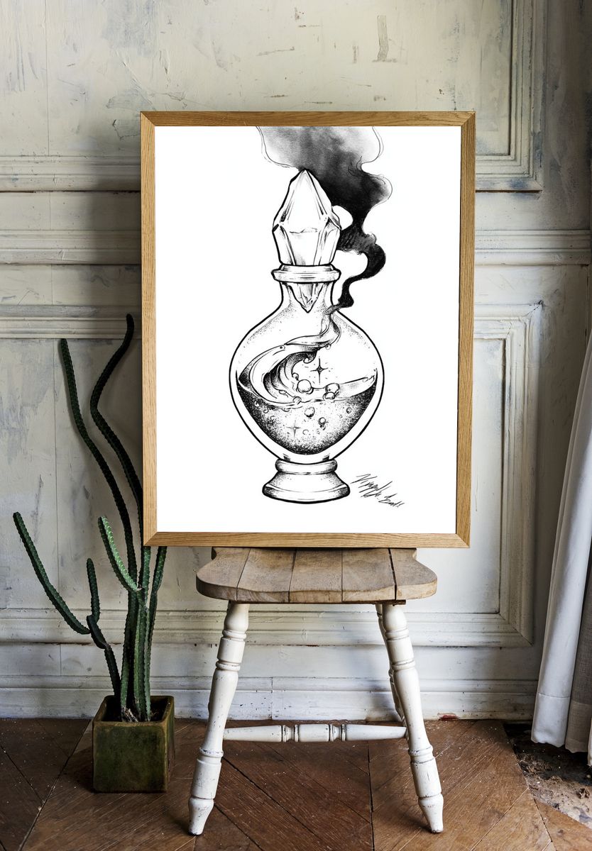 Mystic Potion Bottle Illustration Poster. room preview