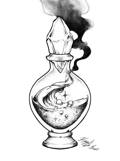 Mystic Potion Bottle Illustration Poster. poster