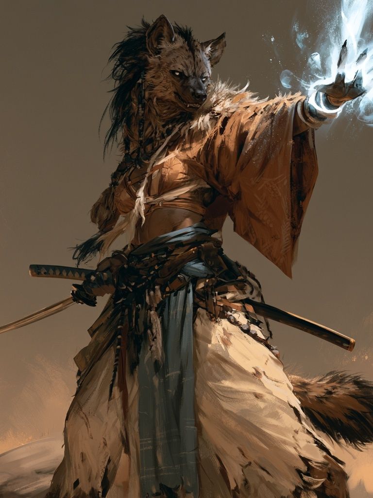 Wolf Samurai Digital Art Poster. poster — illustration art