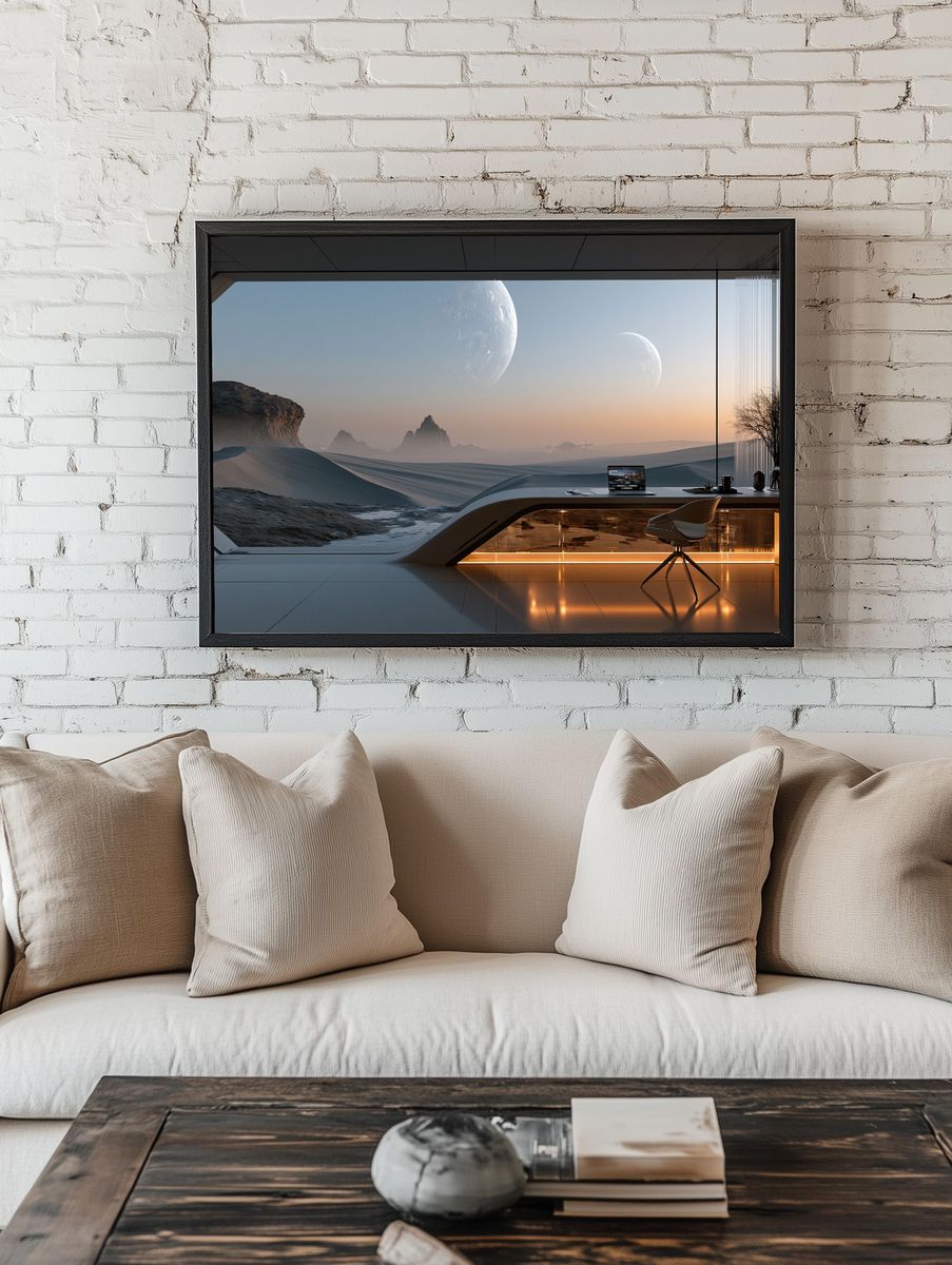 Futuristic Desert Moonscape Print. room preview