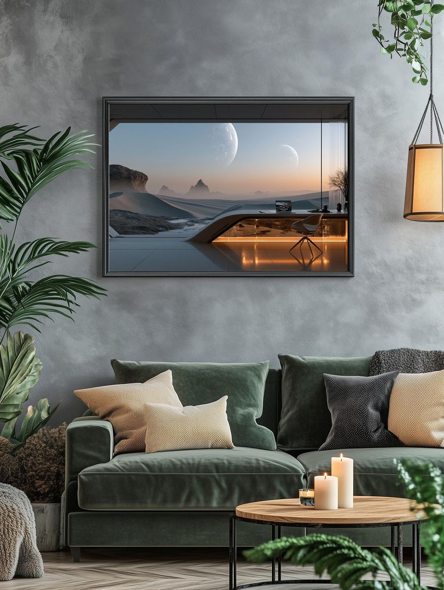 Futuristic Desert Moonscape Print. — room view 4