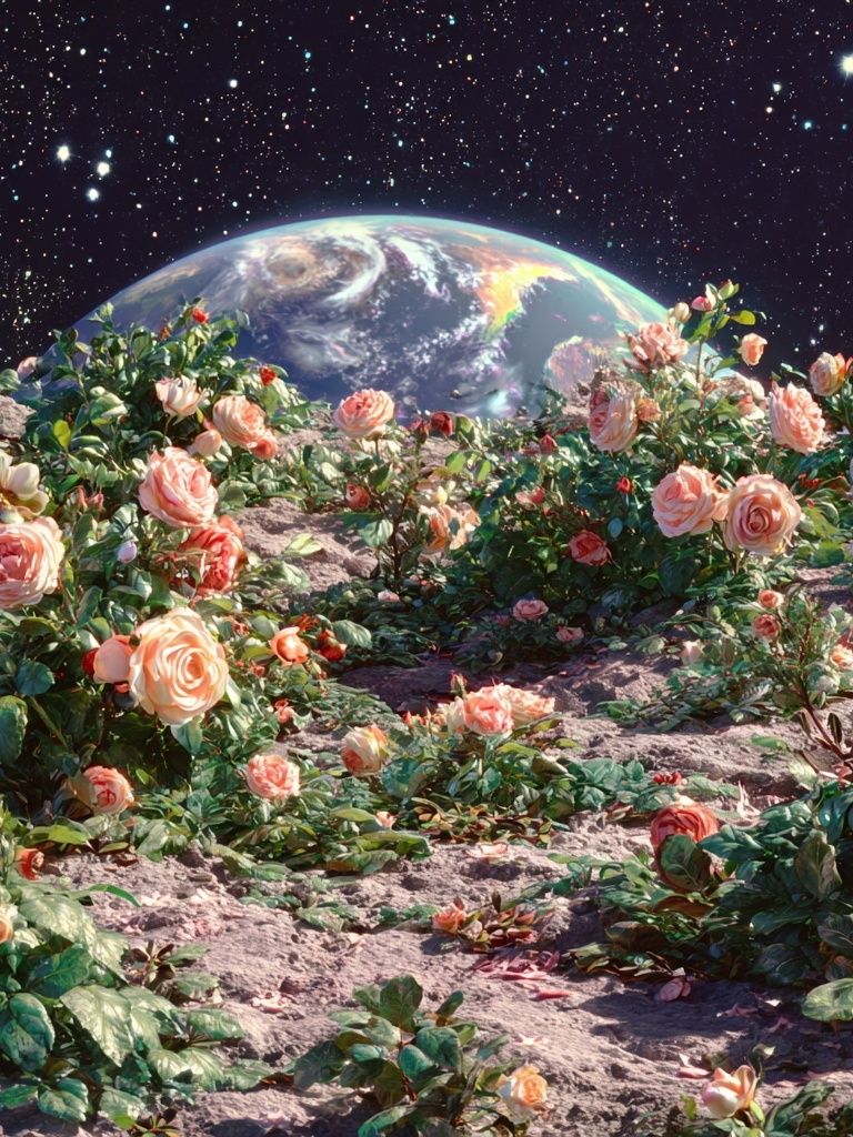 Cosmic Rose Garden Illustration Poster. poster — illustration art