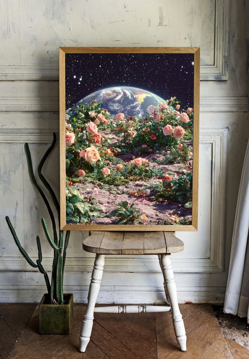 Cosmic Rose Garden Illustration Poster. room preview