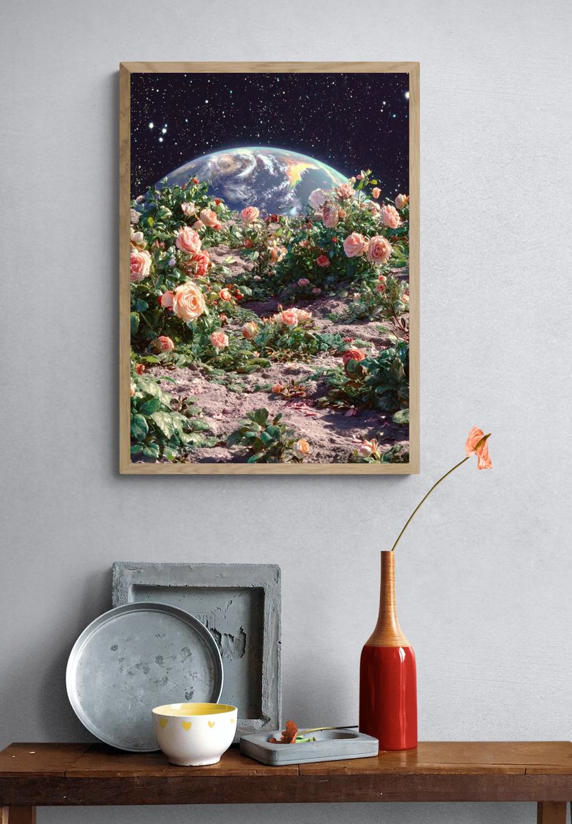 Cosmic Rose Garden Illustration Poster. — room view 3