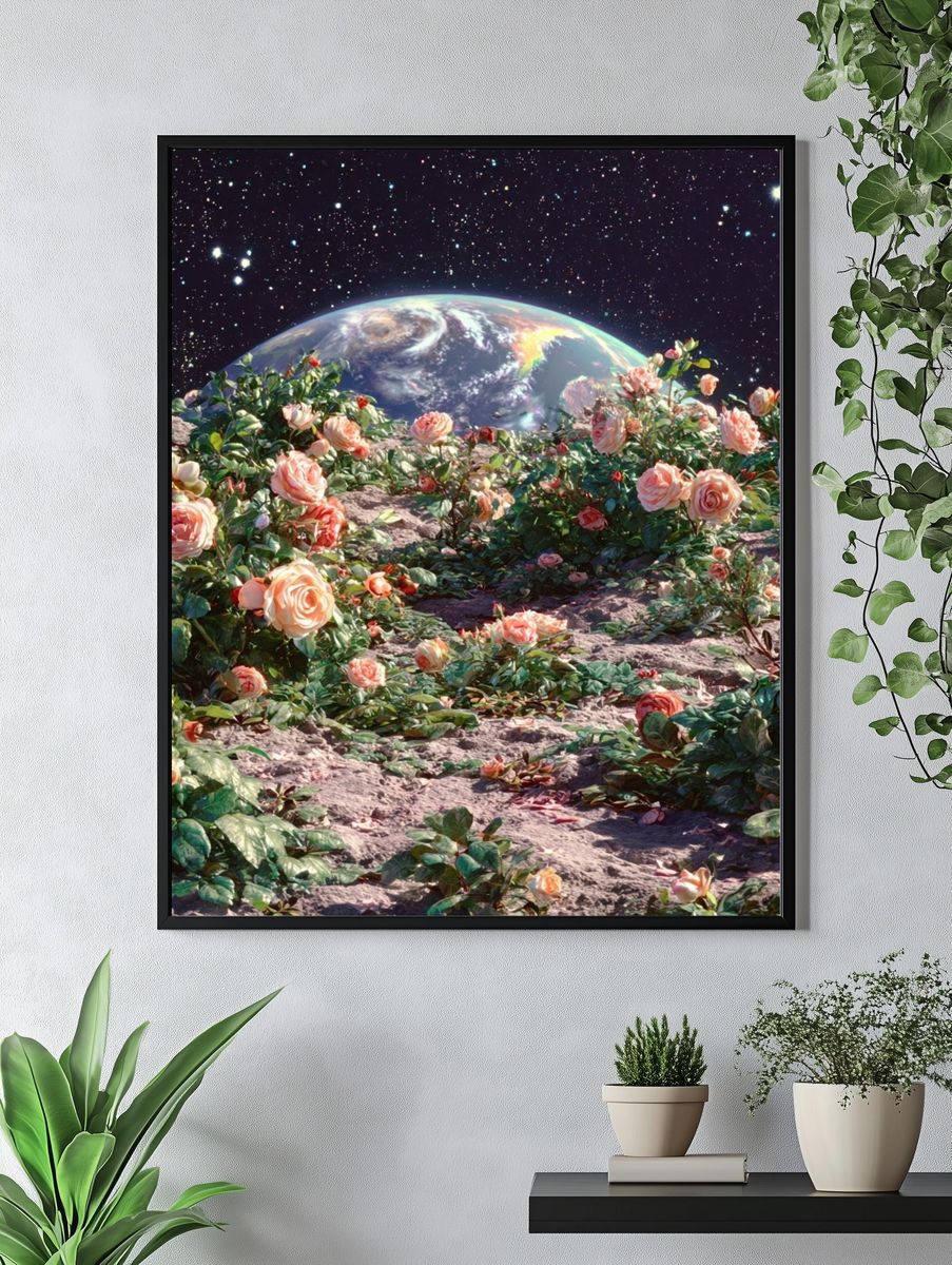 Cosmic Rose Garden Illustration Poster. — room view 4