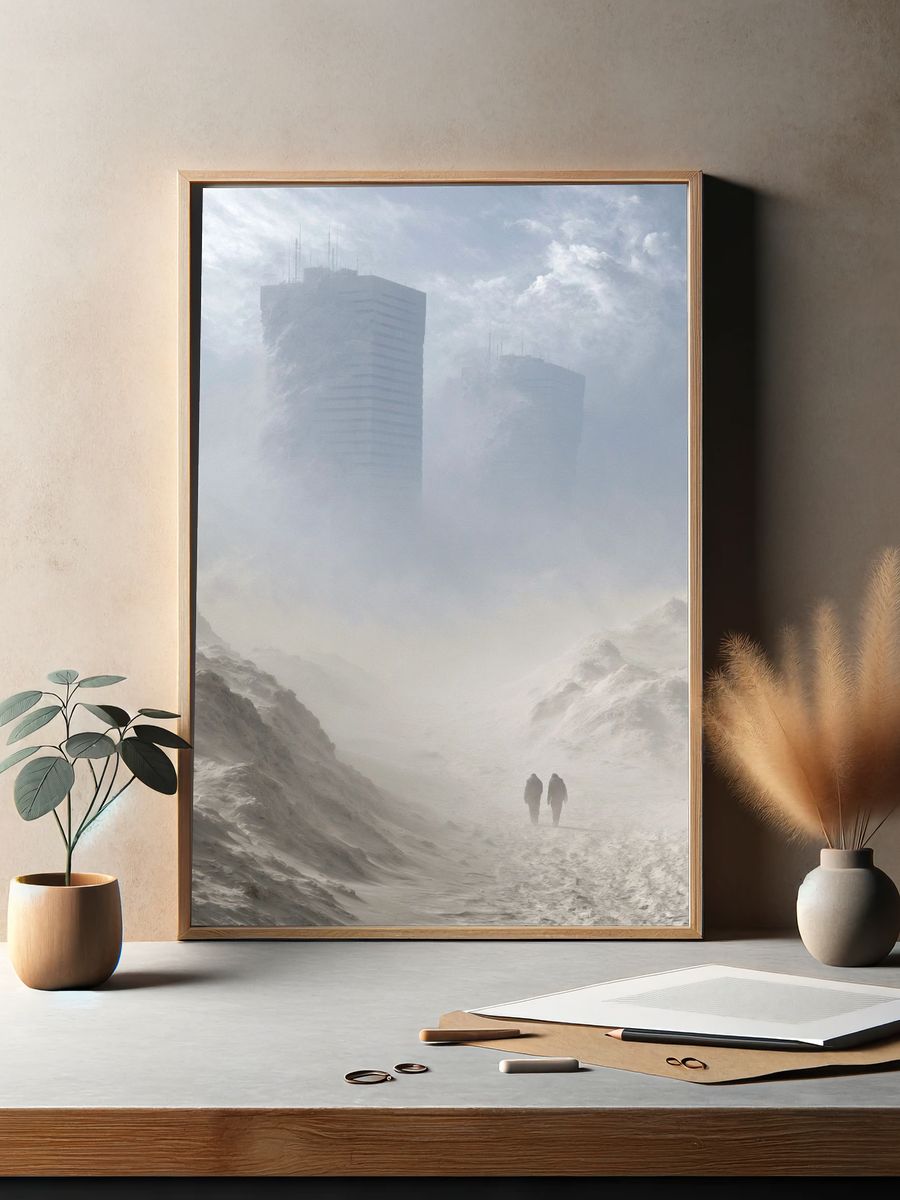 Foggy Dune Cityscape Print. — room view 2