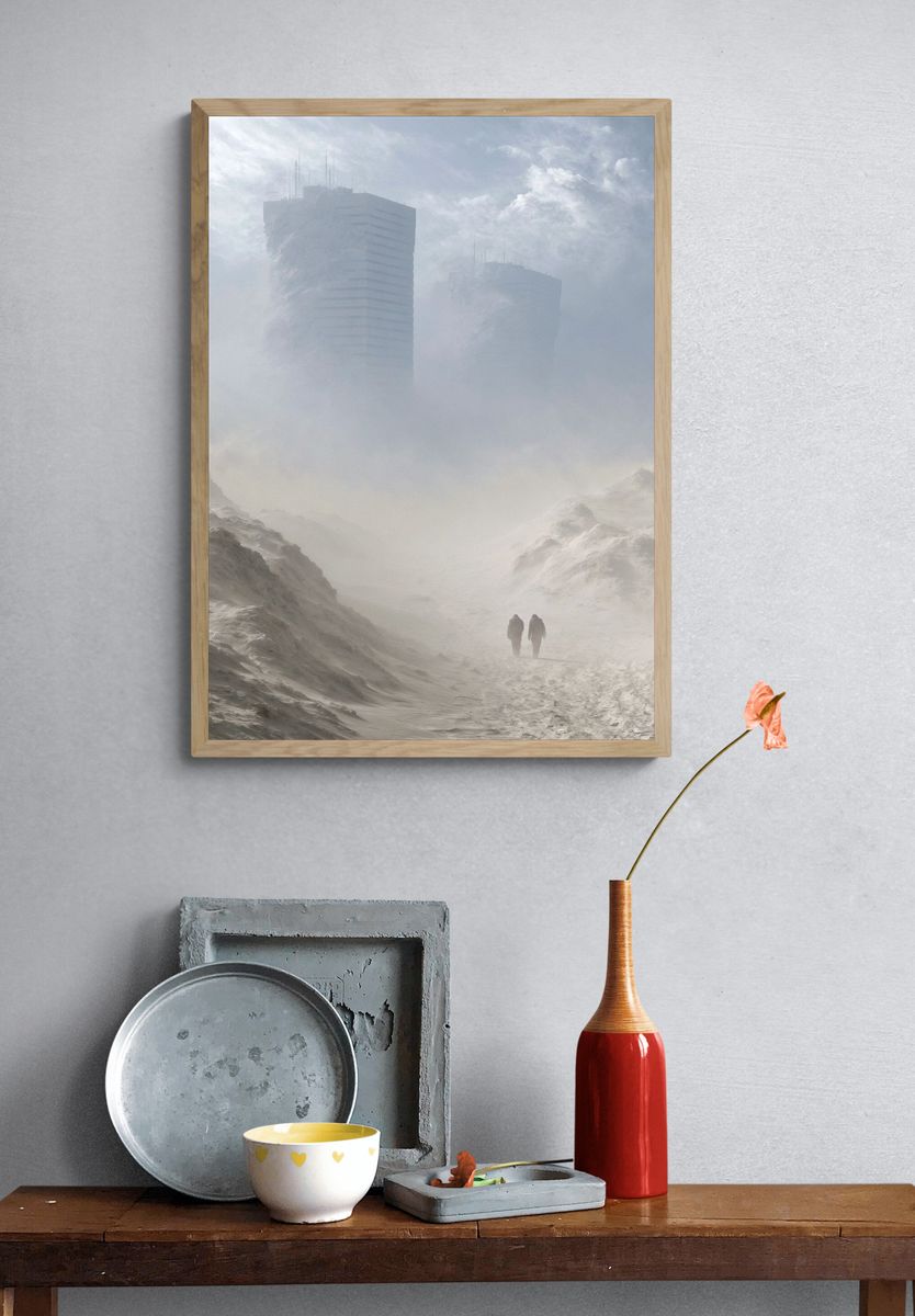 Foggy Dune Cityscape Print. — room view 3
