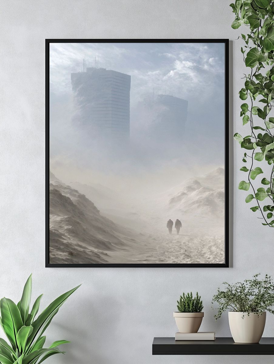 Foggy Dune Cityscape Print. — room view 4