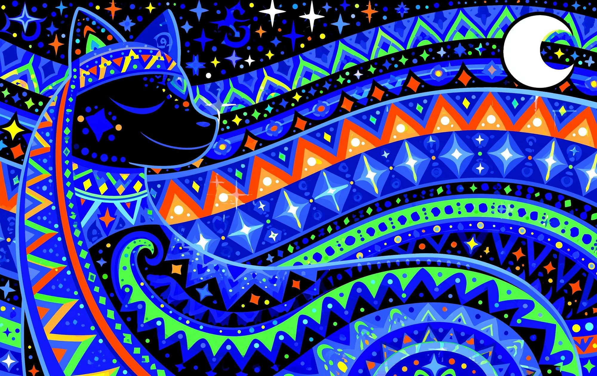 Celestial Cat Dreamscape Illustration Poster. poster detail
