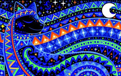 Celestial Cat Dreamscape Illustration Poster. poster